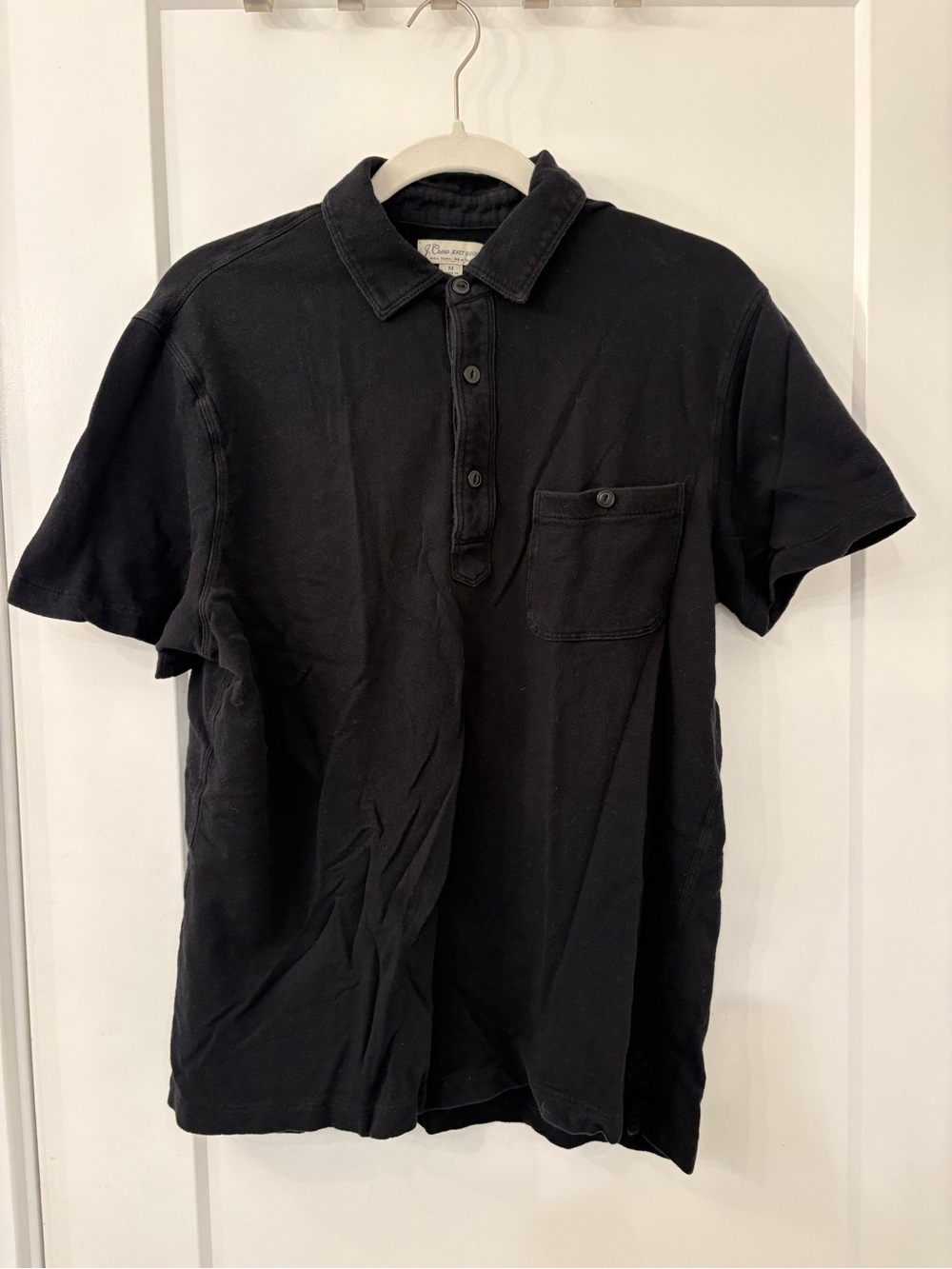 J. Crew Men’s Black Short-Sleeve Polo with Chest Pocket Size Medium